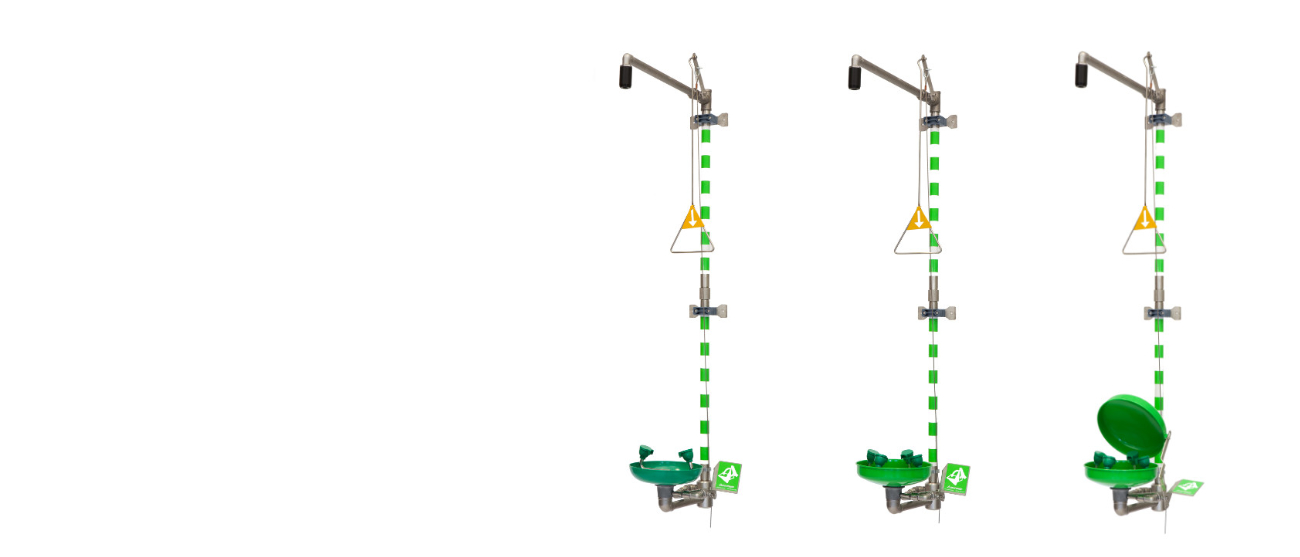 Seinälle asennettavat hätäsuihkut